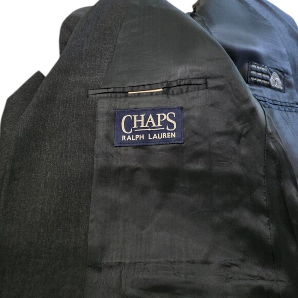 Chaps Ralph Lauren Vintage 90s Charcoal Gray Wool Single Breasted Blazer Sz 44R - Picture 11 of 14